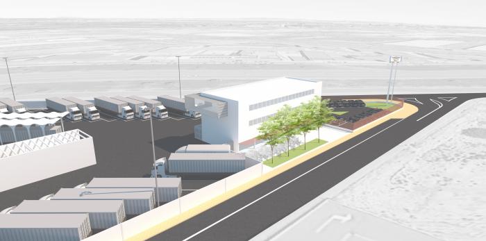 Recreación del futuro complejo de Trucks Stay en Plaza. Trucks Stay